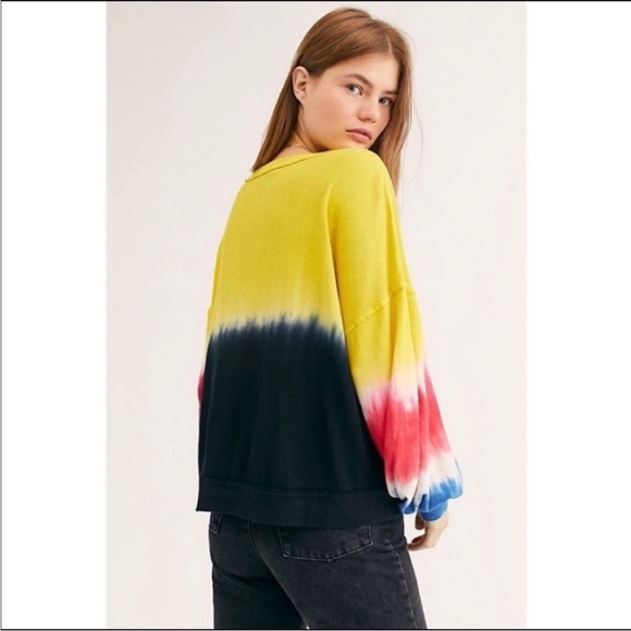We the Free by Free People Oversized Point Break Tie Dye Multicolored Top - Picture 2 of 5